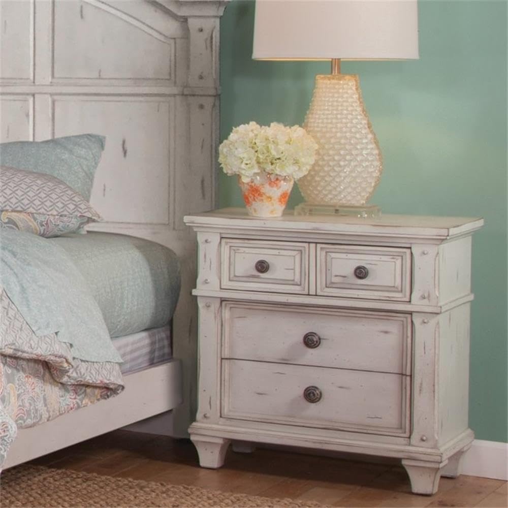 American Woodcrafters Sedona Antique White Wood 3-Drawer Nightstand